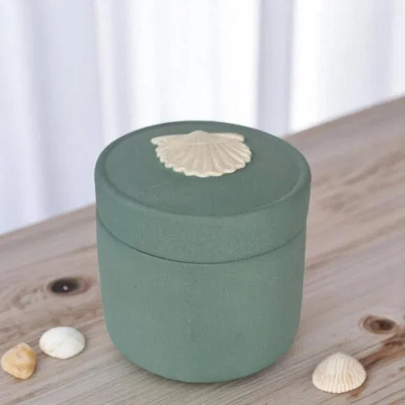 Wedgewood Teal Green Blue Sea Shell Trinket Ring Box Rare Jasperware